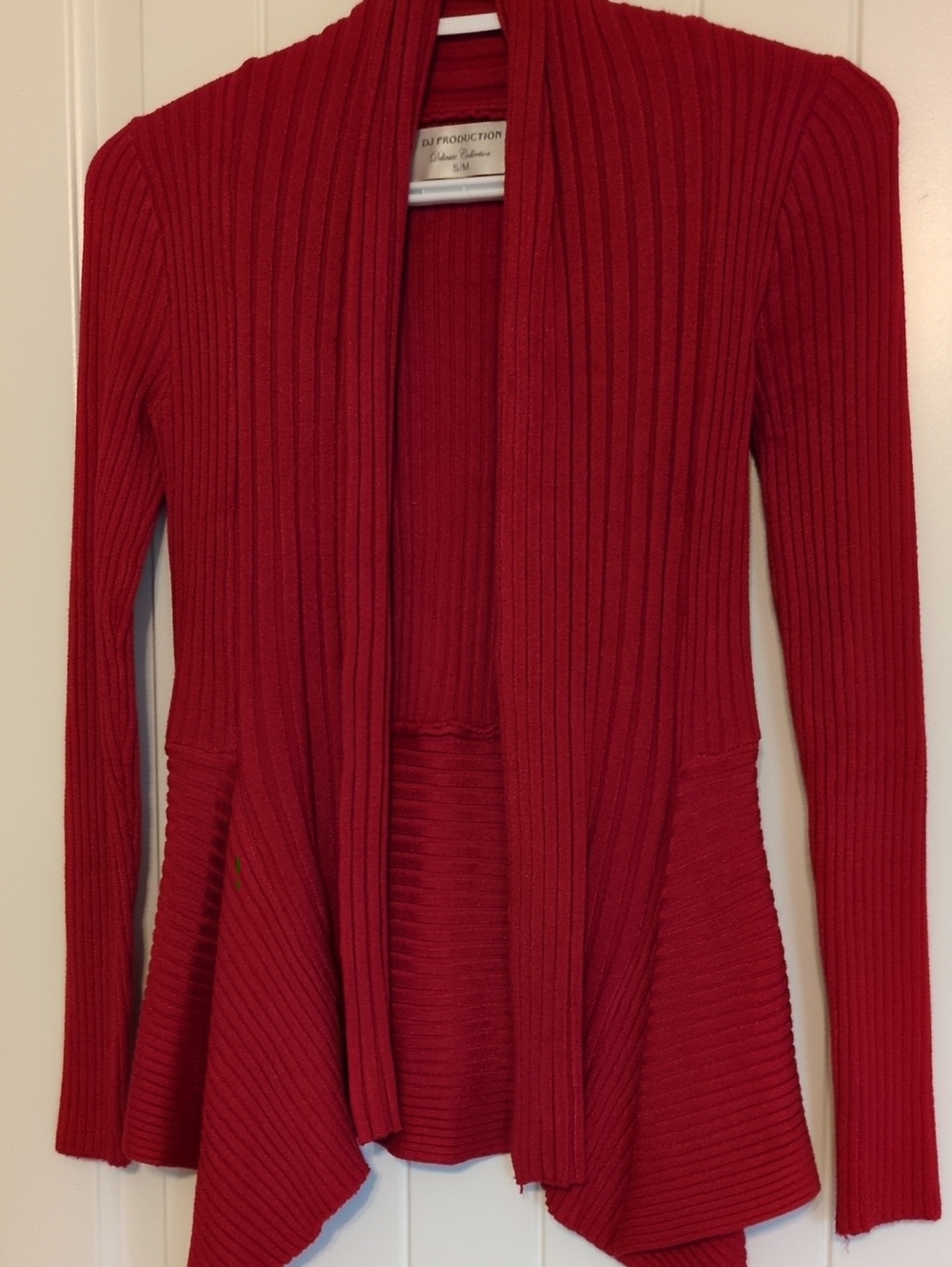 Ribbed Open-Front Cardigan in Vibrant Red